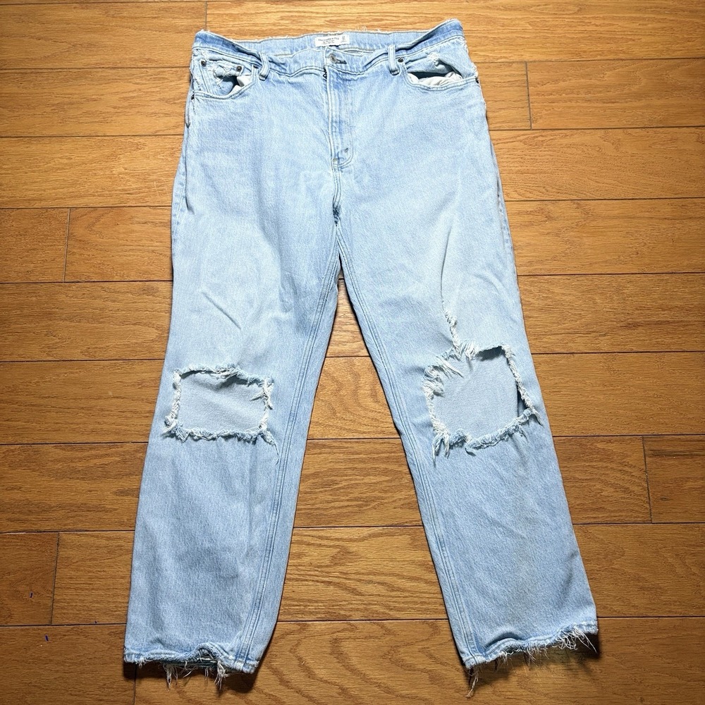 Abercrombie & Fitch The 90s Straight Ultra High Rise 16 33 Distress Womens Jeans